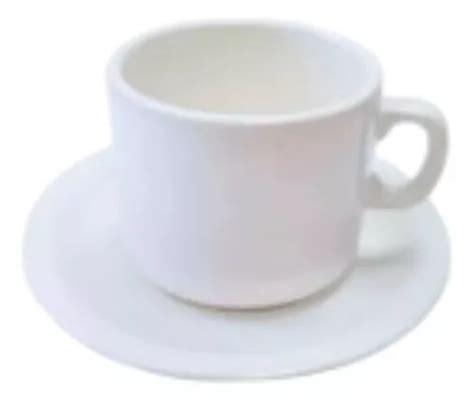 Set Taza Desayuno Porcelana Premium Ricony Con Plato Calidad