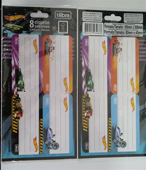 ETIQUETA ESCOLAR TILIBRA C8 HOT WHEELS REF 23 4630 CA1CA Estillo Mania