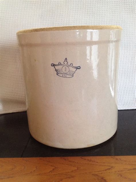 Stoneware 1 Gallon Blue Crown Crock Etsy