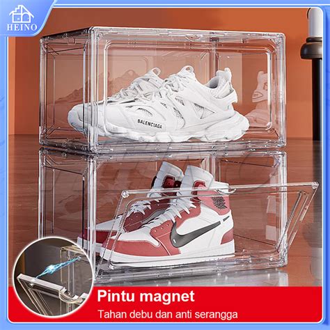 Jual Heino Kotak Sepatu Lipat Transparan Tebal Shoes Storage Box