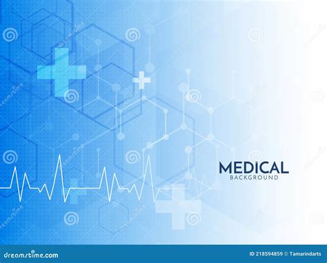 Medical Science Blue Color Background With Heartbeat Line Stock Vector