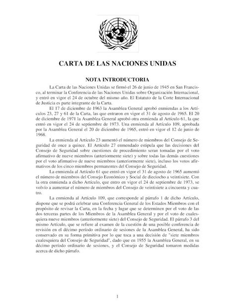 Pdf Carta De Las Naciones Unidas Universidad De