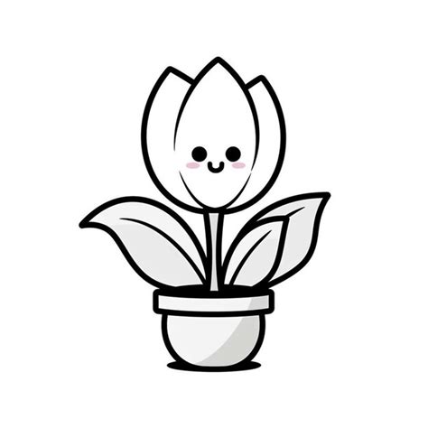 Premium Photo There Is A Cartoon Of A Potted Plant With A Face On It