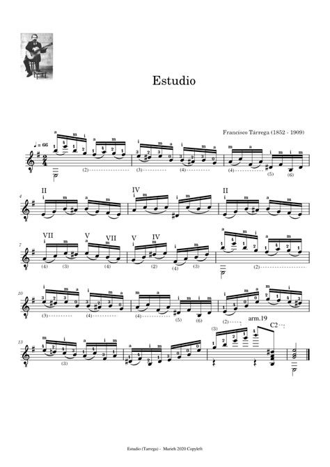 Estudio Tárrega Francisco 1852 1909 Sheet Music For Guitar Solo