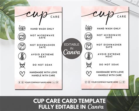 Cup Care Card Template Editable Cup Care Cards Printable Etsy