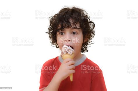 Child Eating Icecream Cone Stock Photo - Download Image Now - Boys, Ice ...