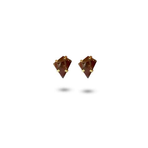 Smokey Quartz Natural Stone Stud Earrings On 14kt Solid Gold