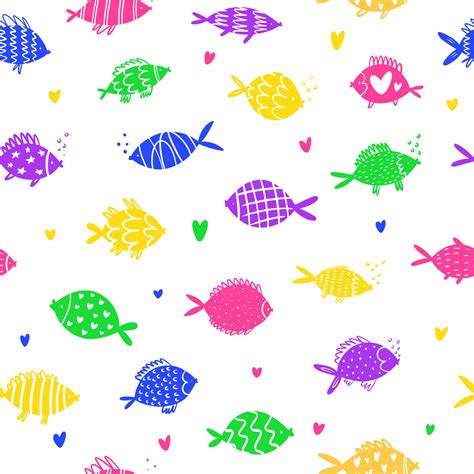 Hand-drawn fish pattern 11388045 Vector Art at Vecteezy