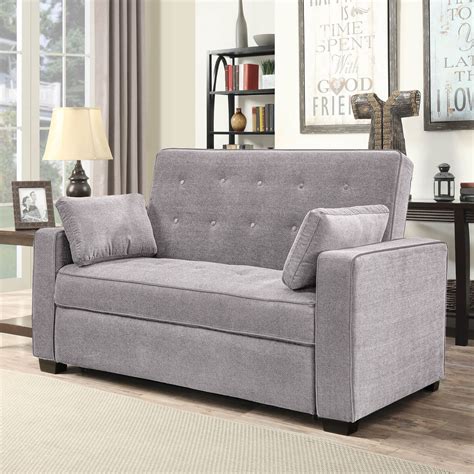 Serta Monroe Modern Loveseat with Sleeper, Light Gray Fabric - Walmart.com