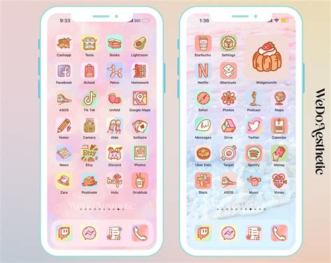 Kawaii Pastels Main Pack Hand Drawn Ios App Icons Ios Etsy