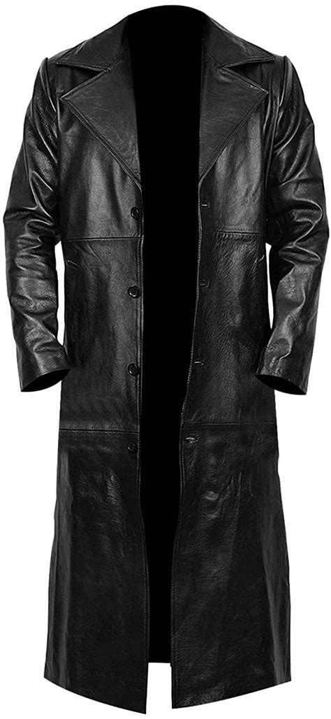 Buy Mens Vintage German Classic Ww Officer Uniform Leather Trench Coat