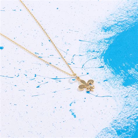 14k Yellow Gold Fleur De Lis Charm Necklace For Women Norm Jewels