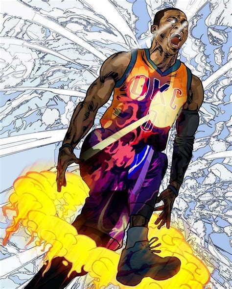 Russell Westbrook Boom Illustration Hooped Up Nba Artwork Nba Art