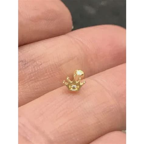 Piercing Ouro 18k Coroa Pedra Branca Orelha Tragus Cartilagem Helix