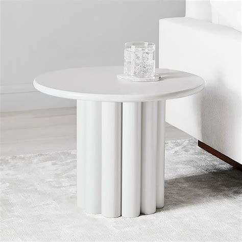 Free Shipping On Yarnic Japandi White Fluted Side Table Round Wood End