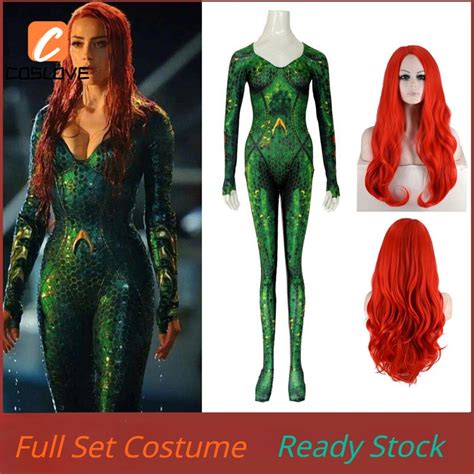 Dc Movie Aquaman Mera Queen Cosplay Tight Fitting Jumpsuit Green Color