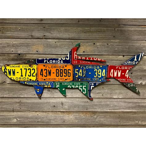 Codys Fish Florida Tarpon Antique License Plate Art Yellow Dog