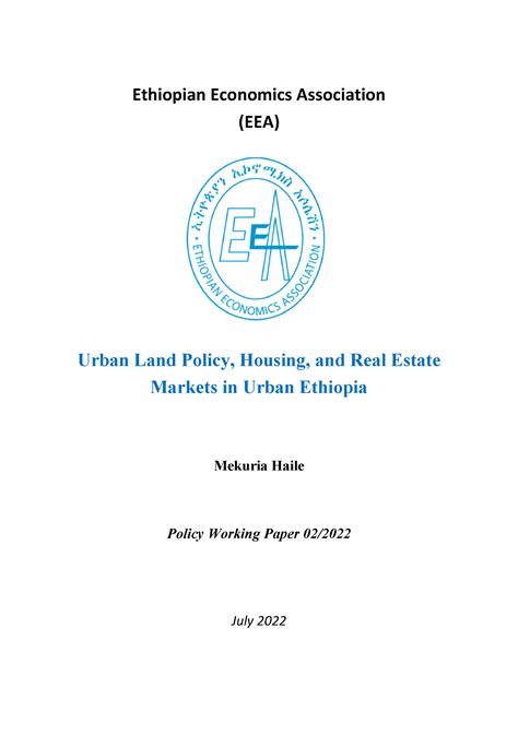 Working Paper Ethiopian Economics Association Eea Urban