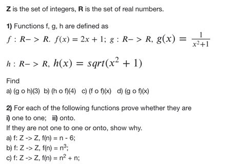 Solved Z Is The Set Of Integers R Is The Set Of Real