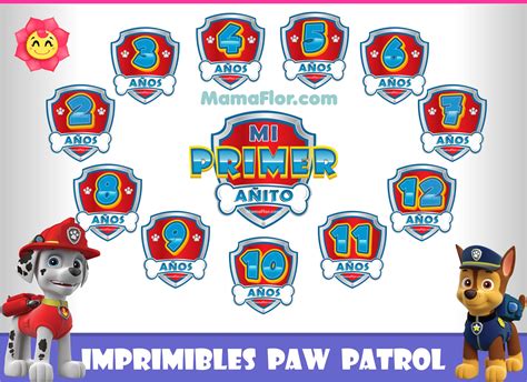 Números de Cumpleaños de la Patrulla Canina Stickers de Paw Patrol