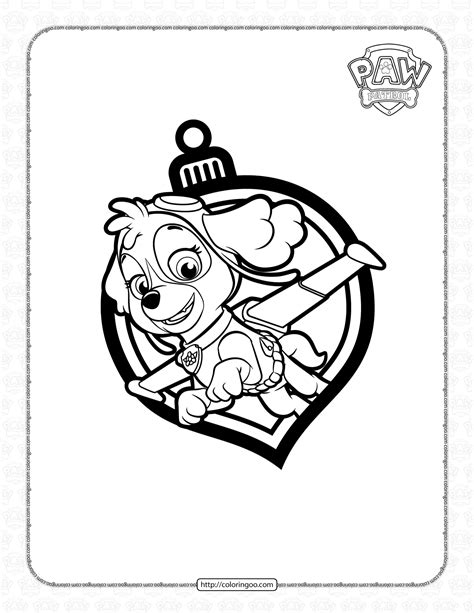 Paw Patrol Skye Christmas Ornaments Coloring Page The Best Porn Website