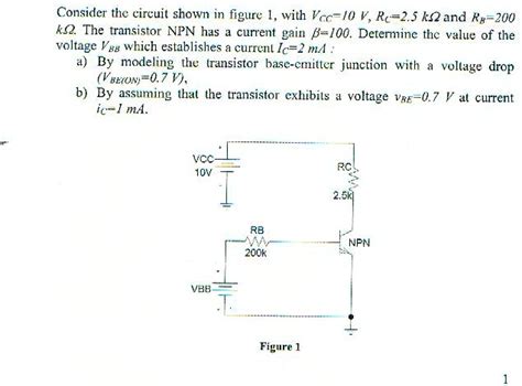 SOLVED Consider The Circuit Shown In Figure 1 With Vcc 10V Rc 2