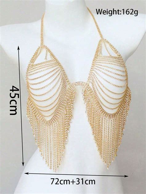 Pc Sexy Crystal Fringe Hollow Out Body Chain Beach Bikini Party Chest