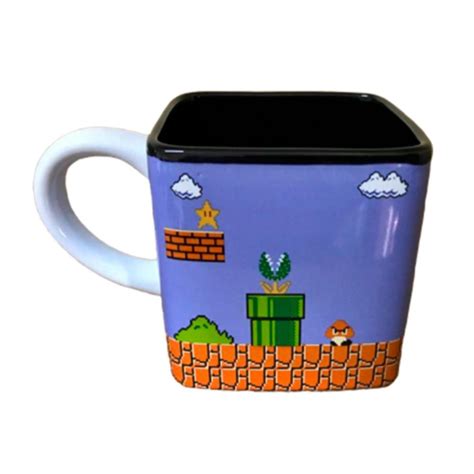 Caneca Formato Cubo Bloco Quadrada Mario Bross Fases Pixels No Shoptime