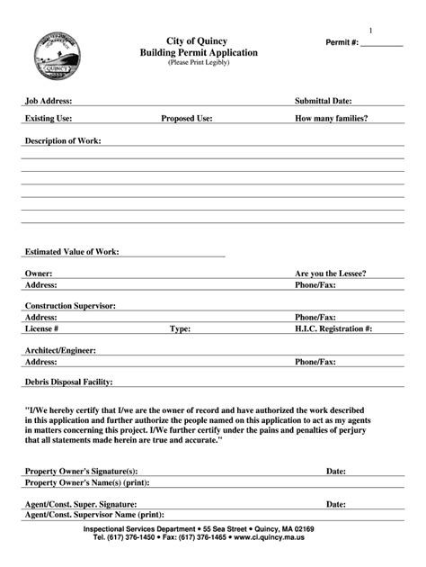 Building Permit City Of Quincy Quincyma Fill Out Sign Online