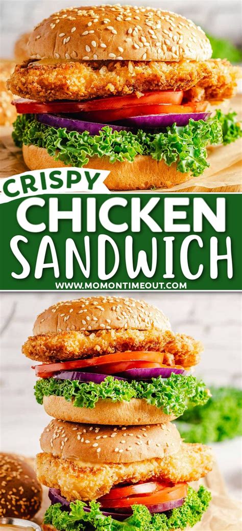 Crispy Chicken Sandwich With Honey Mustard Sauce Mom On Timeout Chicken Burgers Recipe