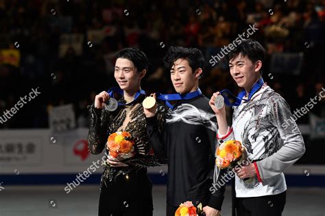 Nathan Chen Yuzuru Hanyu Nathan Chen Yuzuru Hanyu And Kevin Aymoz Gpf 2019 Men Vc A Photo On