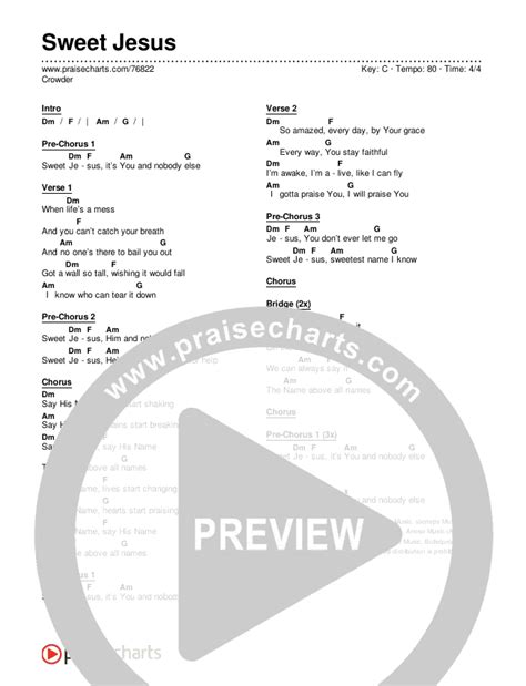 Sweet Jesus Chords PDF (Crowder) - PraiseCharts