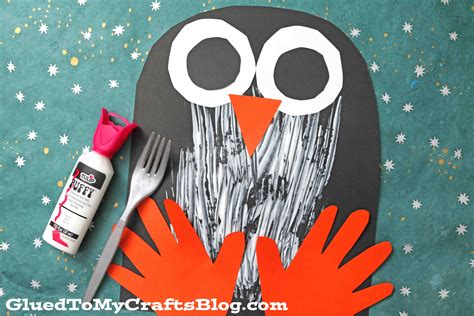 Paper & Fork Painted Penguin Craft