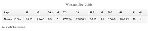 Mules Size Chart – A. Soliani