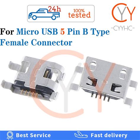 100pcs Micro Usb 5 Pin B Type Female Connector For Mobile Phone Micro Usb Jack Connector