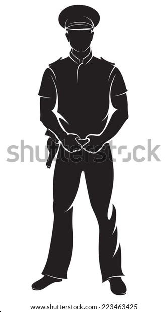 Policeman Vector Silhouette Isolated On White Vetor Stock Livre De