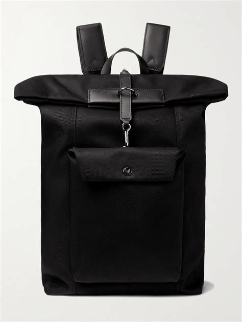 MISMO - Leather-Trimmed Nylon Backpack - Black Mismo