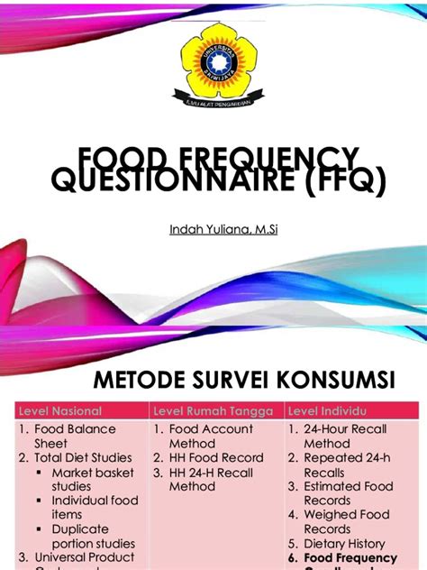 Food Frequency Questionnaire Ffq Pdf