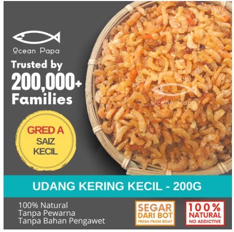 Ocean Papa Udang Kering Kecil Gred A 200G Small Dried Shrimps Food