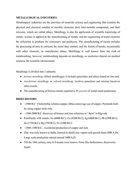 SOLUTION: Eia metallurgical industries ferrous nonferrous both primary