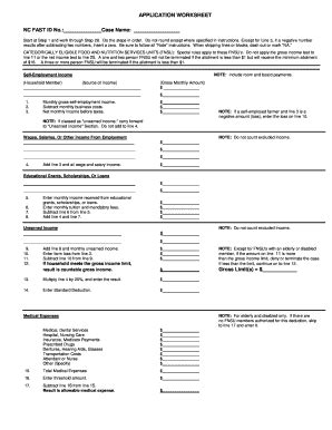 Fillable Online Info Dhhs State Nc Dss Application Worksheet