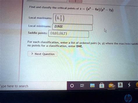 Solved Find And Classify The Critical Points Of V Local Maximums