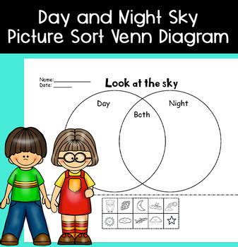 Day and Night Sky Picture Sort Venn Diagram by LailaBee | TpT