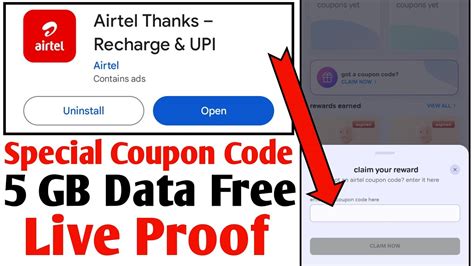 Airtel Thanks Coupon Code Airtel Free Data Coupon Code Airtel Coupon Code Free Data Youtube