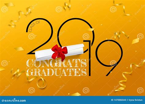 Congrats Graduates Lettering For Graduation Class Of 2019 Vector Text