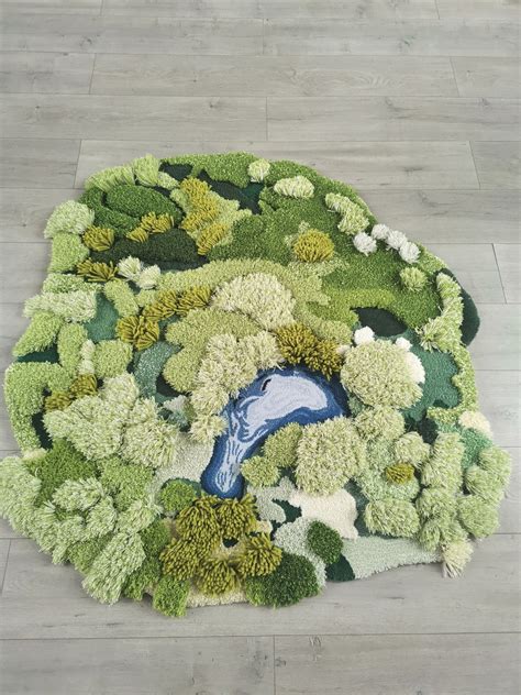 Forest And Lake D Turfting Rugs Carpethand Turfted Wool Etsy