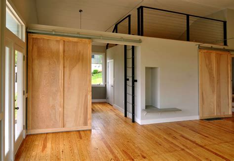 Wondrous Minimalist Loft Ideas With Wide Wooden Single Barn Doors