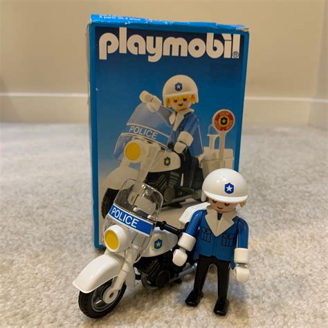 1987 Vintage Playmobil 3564 Police Motorcycle Toy Figure Vehicle Set