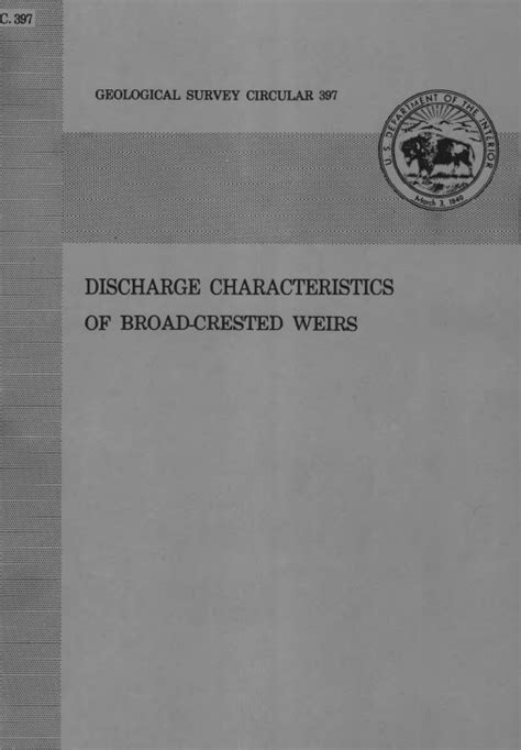 Discharge Characteristics Of Broad Crested Weirs GSC 397 ASDSO Dam