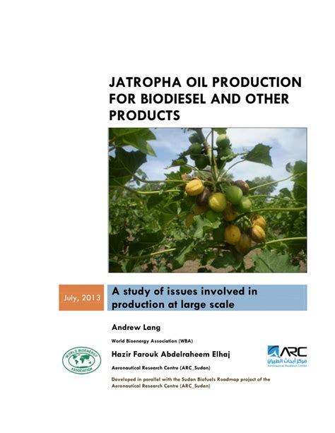 Pdf Jatropha Oil Production For Biodiesel And Other Products A Study